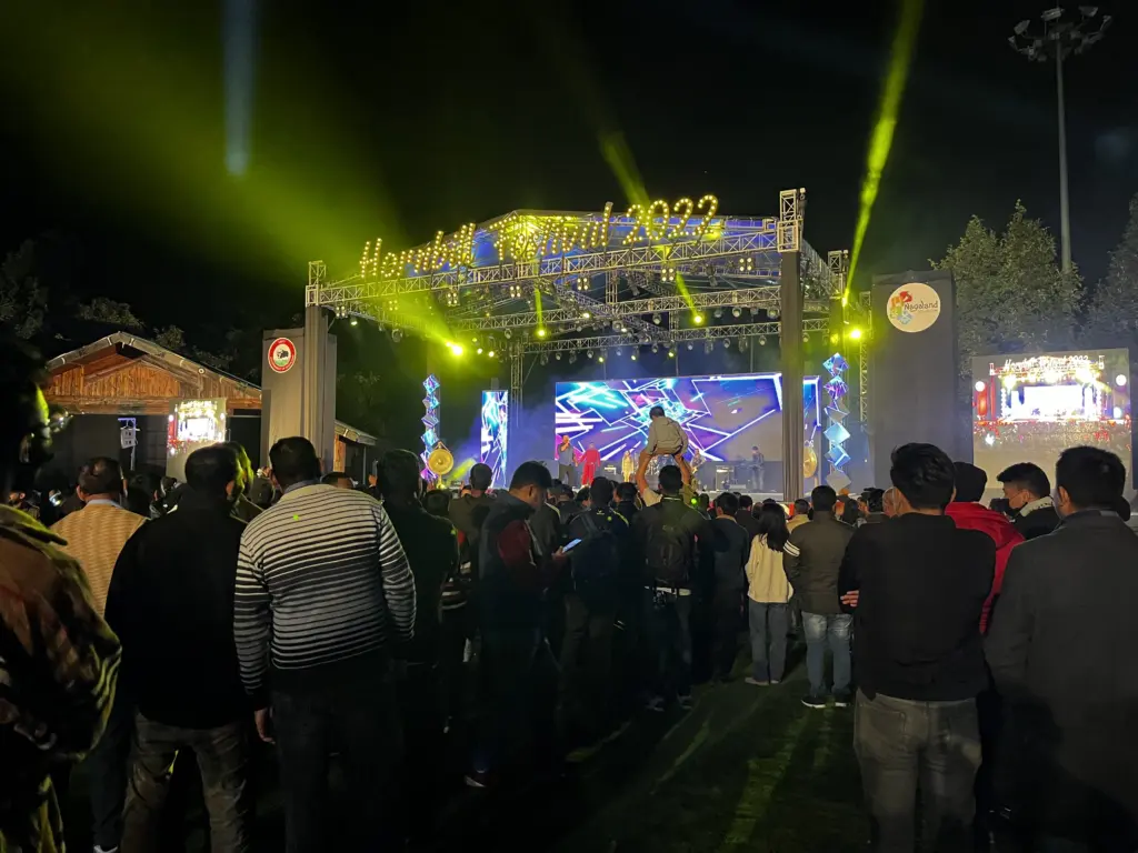 Crowd enjoying a live concert at the Hornbill Music Festival