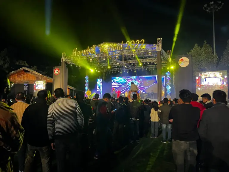 Crowd at a live music performance during the Hornbill Music Festival
