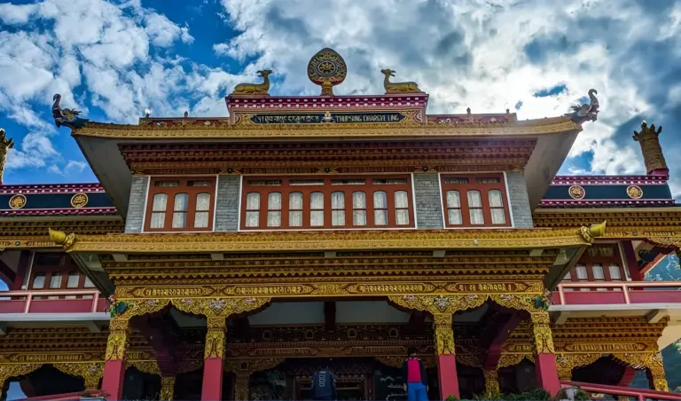 Dirang Monastery with ornate golden architecture in Arunachal Pradesh