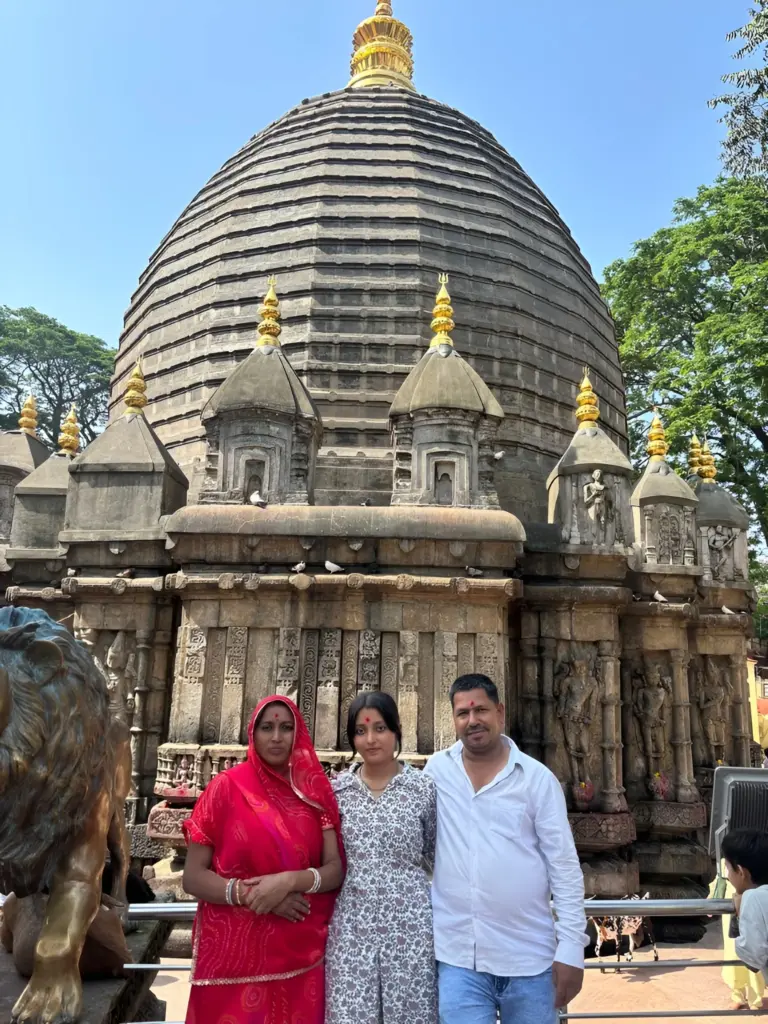 Family posing in front of Maa Kamakhya Temple, Assam