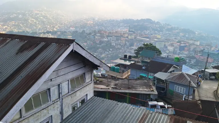 Hillside houses overlooking Kohima city skyline
