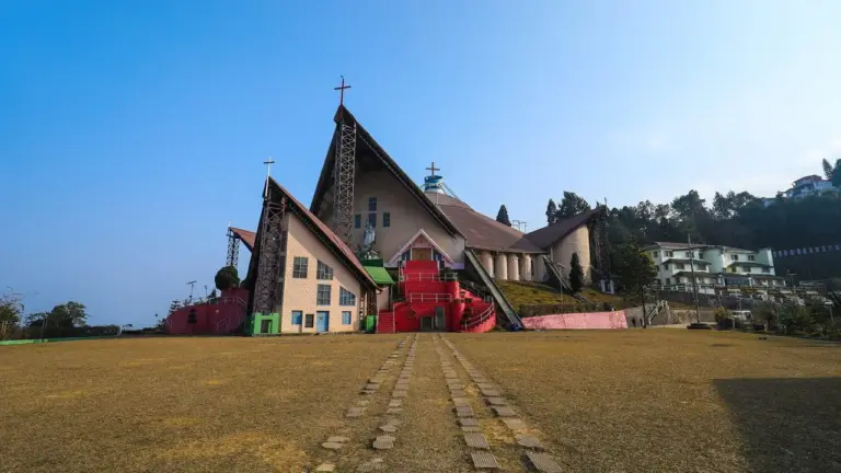 Mary Help of Christians Cathedral church with cross-topped roofs Kohima