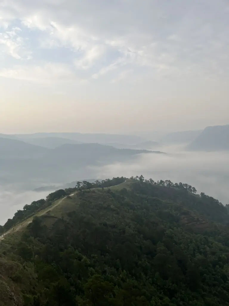 Misty hills and lush green landscape at Nongjrong, Meghalaya