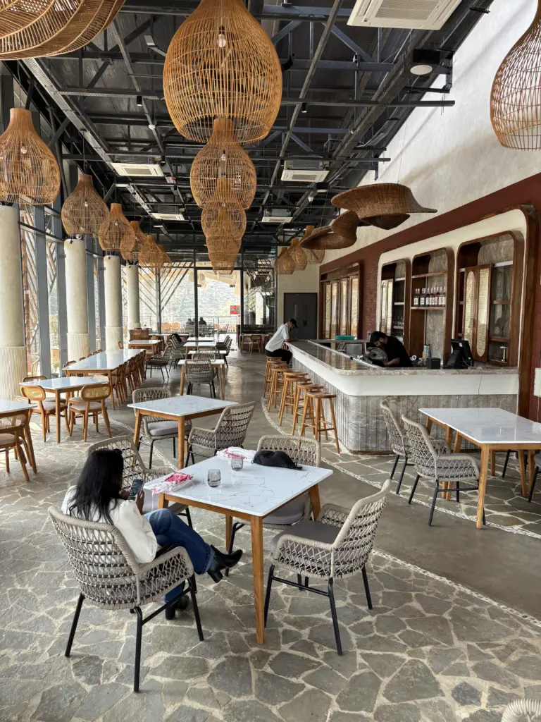 Open-air cafe and tea bar inside a tea garden in Guwahati Assam