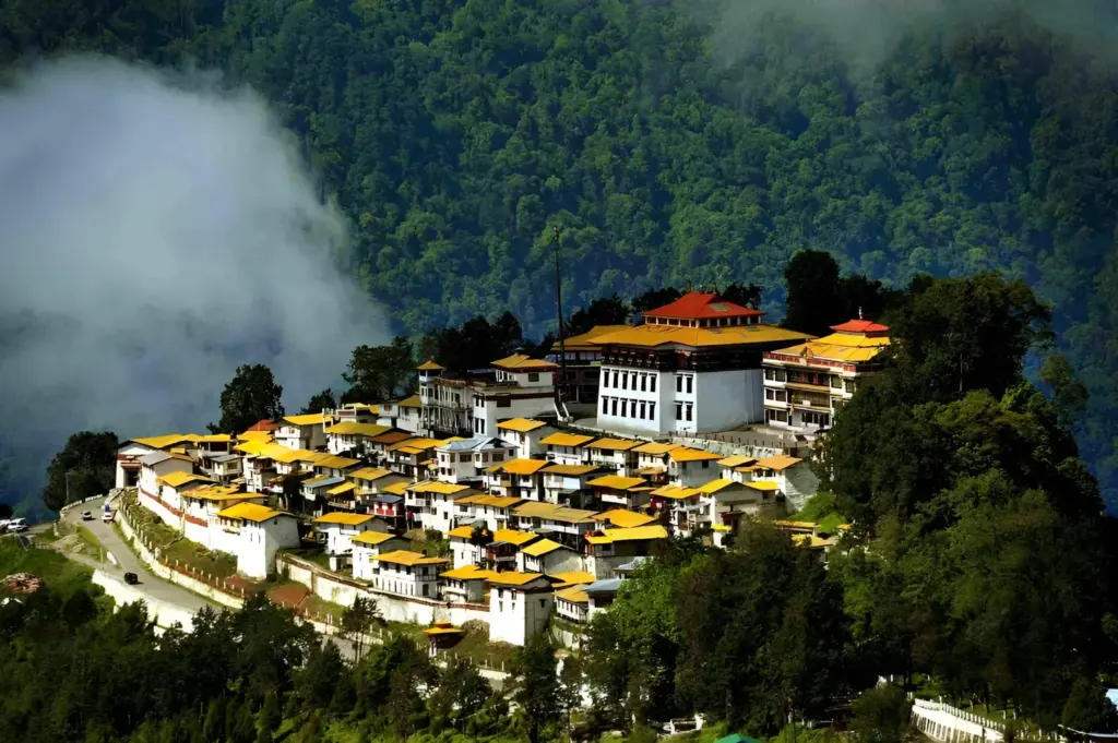 Tawang Monastery nestled in the green hills of Arunachal Pradesh