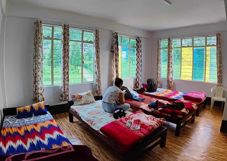 Bright room with single beds at Ember Homestay