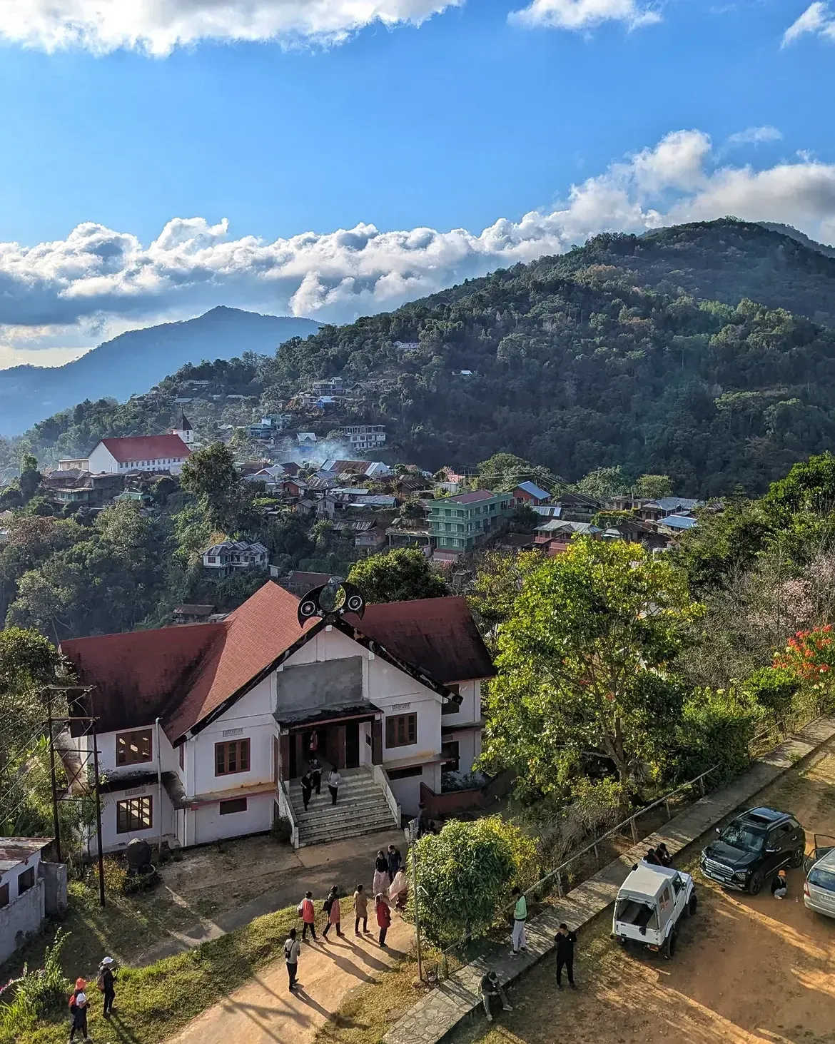 Scenic view of Tuophema Village surrounded by lush green hills in Nagaland