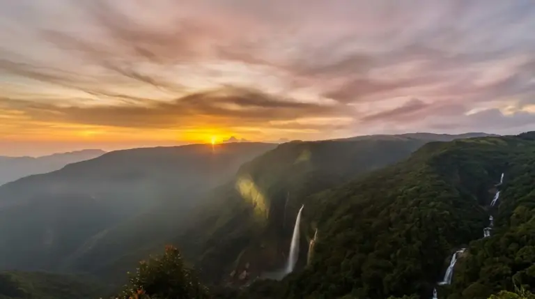 Sunset at Nohkalikai Falls, Meghalaya