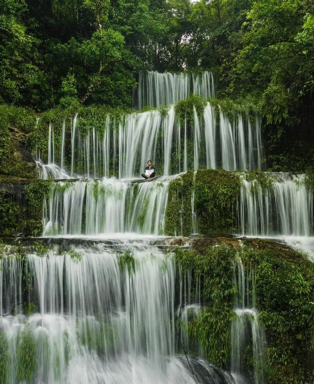 Synrangkhit Falls in the Jaintia Hills, Meghalaya